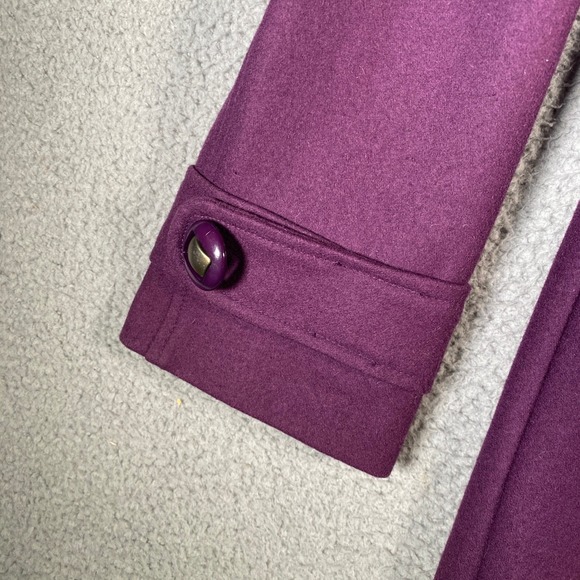 Tulle Purple Wool Blend Coat Button Front Lapel Collar Lined Women's Size L - Picture 7 of 16